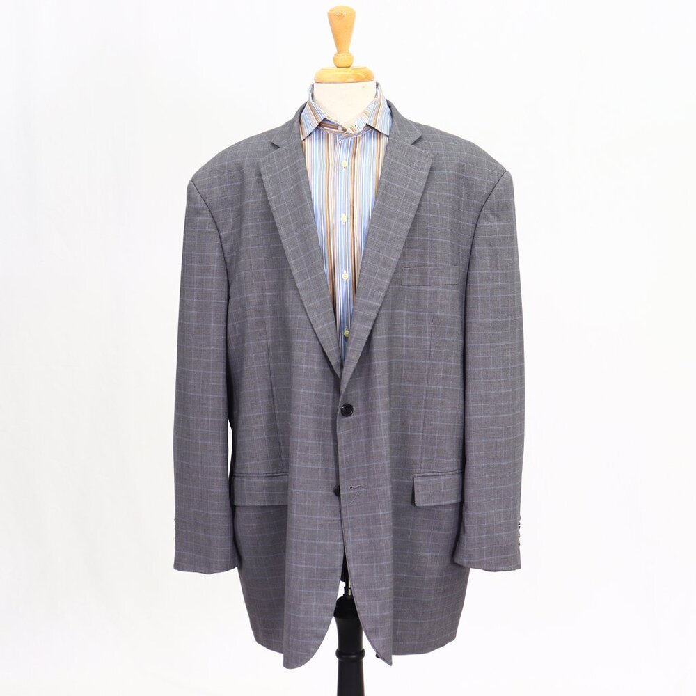 Traveler 54L Gray Check 2-Button Sport Coat Blazer Jacket P014